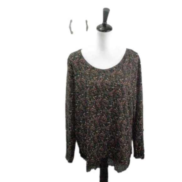 LC Lauren Conrad Black Floral Tie Back Tunic Size XL - Picture 2 of 6